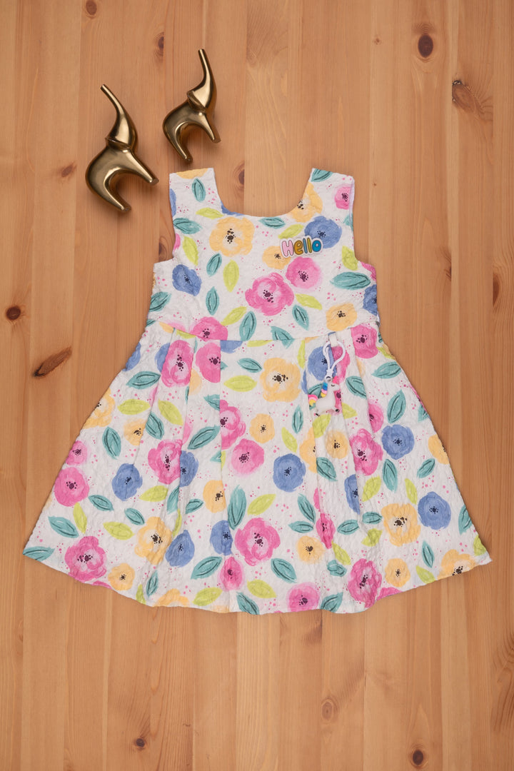 The Nesavu Baby Frock / Jhabla Charming Floral Pleated Lucknow Chikan Infant Dress Nesavu 14 (6M) / multicolor BFJ437B-14 Floral Printed Frock For Girl | Fancy Dress For Babys | The Nesavu