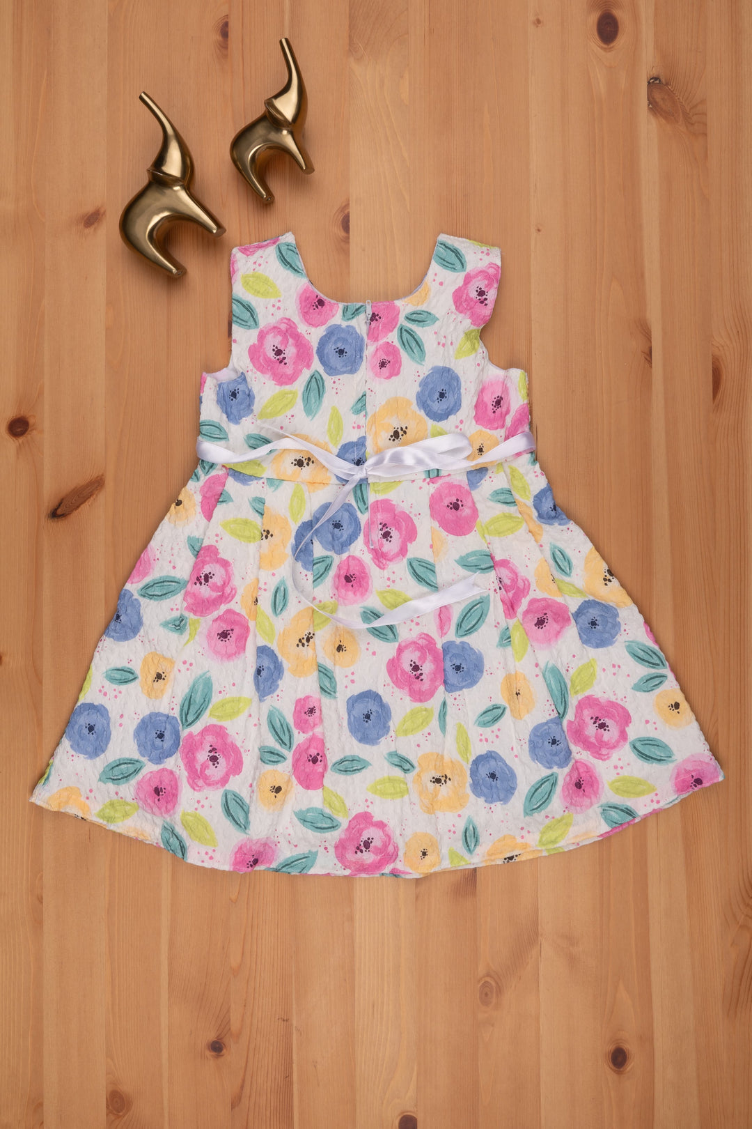 The Nesavu Baby Frock / Jhabla Charming Floral Pleated Lucknow Chikan Infant Dress Nesavu Floral Printed Frock For Girl | Fancy Dress For Babys | The Nesavu