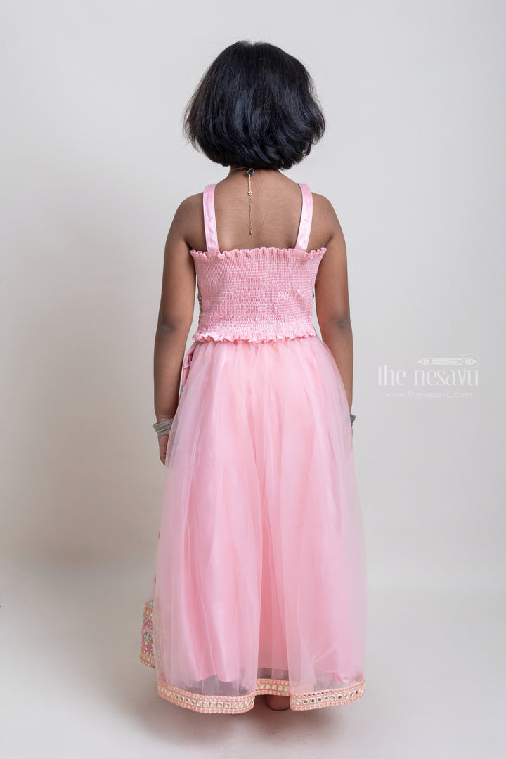 The Nesavu Lehenga & Ghagra Charming Lite Pink Mirror Embroidery Choli With Gorgeous Lehenga For Girls Nesavu Festive Wear For Girls | Latest Lehanga Collection | The Nesavu
