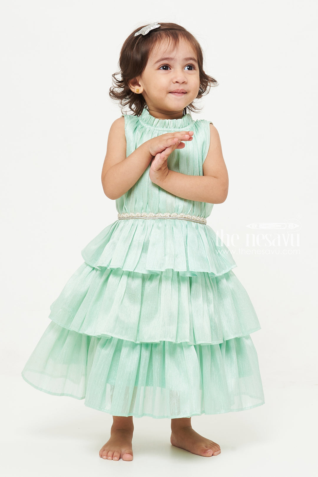 Mint Green Tiered Baby Dress | Cute Baby Apparel – The Nesavu