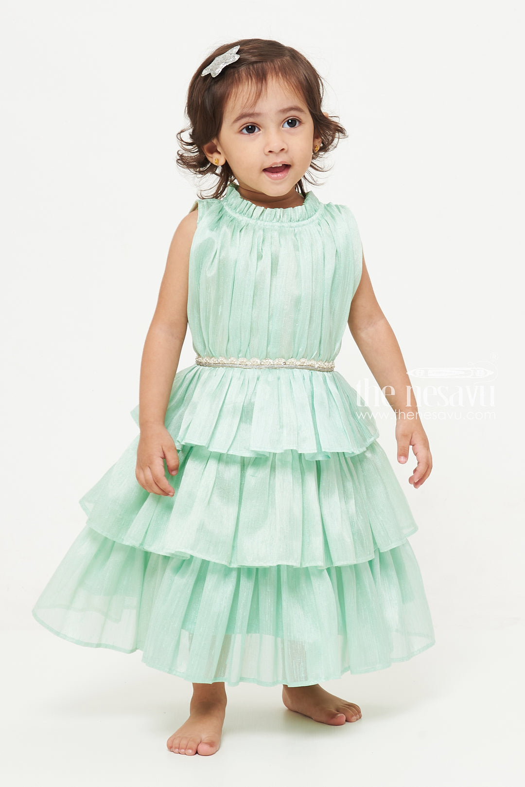 Turquoise Green Tiered Baby Dress Cute Baby Apparel | The Nesavu The Nesavu Turquoise Green Tiered Baby Dress Cute Baby Apparel | The Nesavu The Nesavu