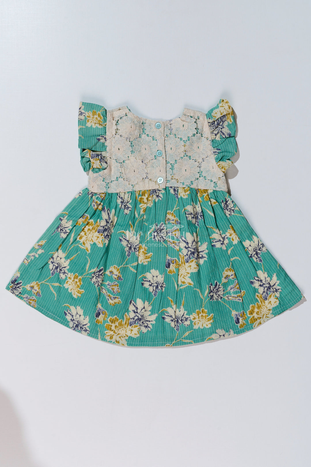 The Nesavu Baby Cotton Frocks Charming Modern Half Frock for Baby Girls with Lace Bodice and Floral Printed Skirt Nesavu Nesavu Charming Modern Half Frock Baby Girls Lace Bodice Floral Printed Skirt