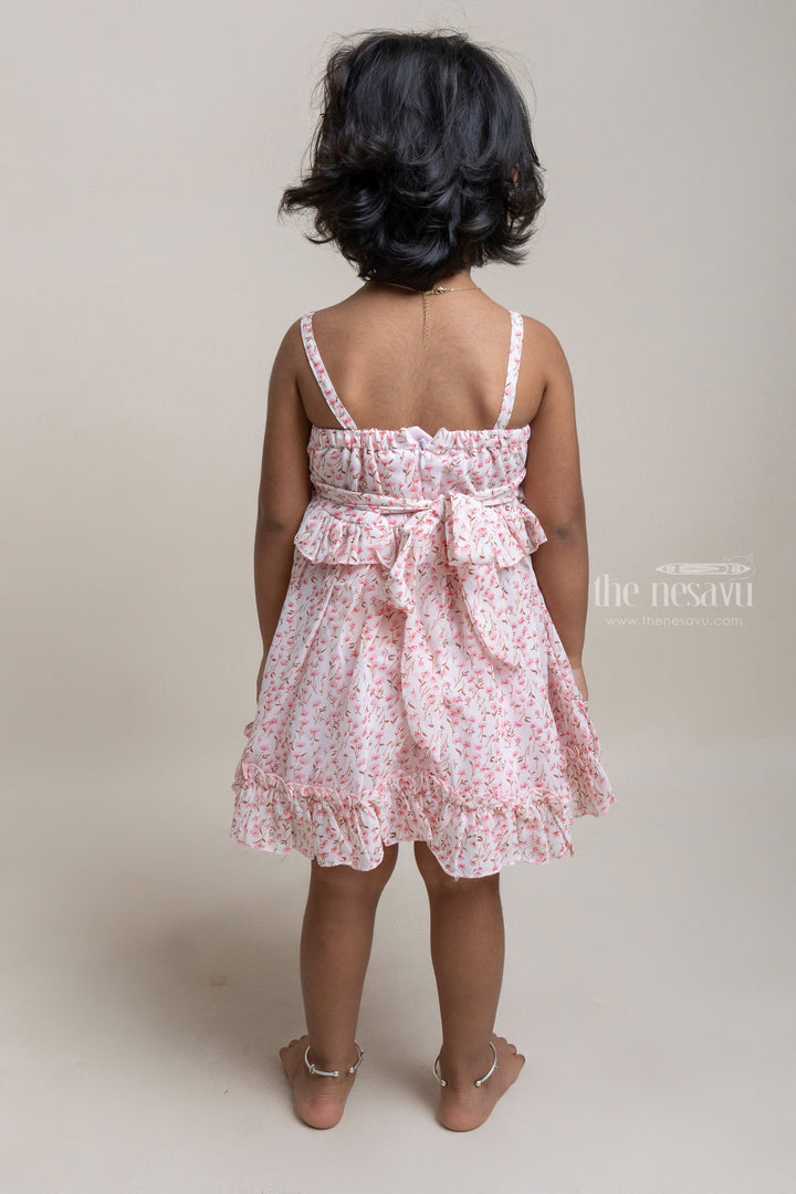 The Nesavu Baby Fancy Frock Charming Pink Floral Printed Ruffled Chiffon Frock For baby girls Nesavu Baby girl cotton frocks | Latest Collection For Baby Frocks | The Nesavu