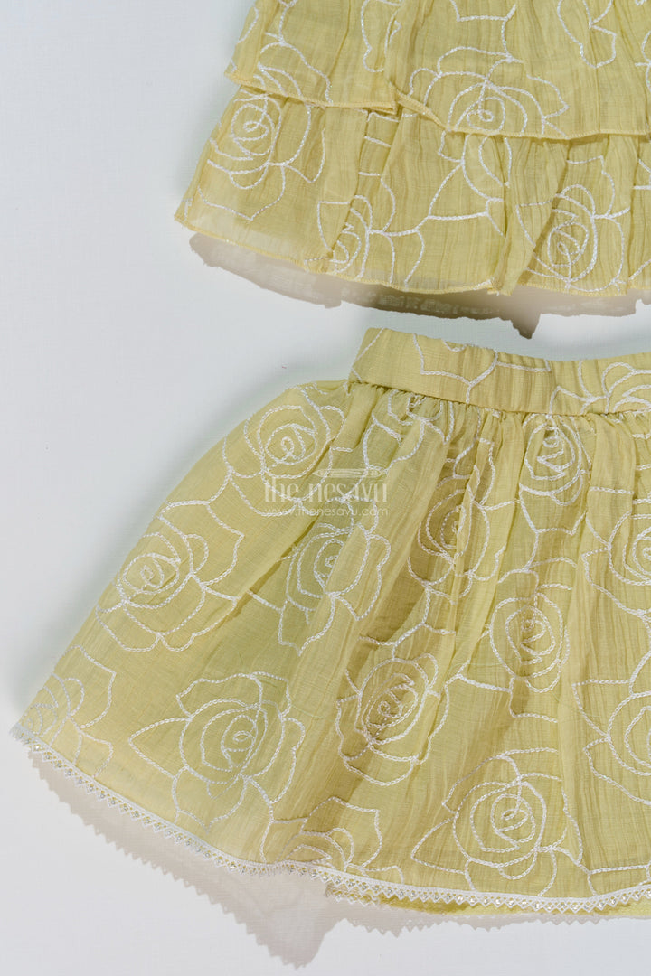 The Nesavu Baby Fancy Frock Charming Short Casual Dresses for Girls with Embroidered Floral Design and Matching Set Nesavu Nesavu Charming Short Casual Dresses Girls Embroidered Floral Design Matching Set