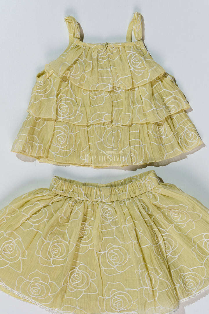 The Nesavu Baby Fancy Frock Charming Short Casual Dresses for Girls with Embroidered Floral Design and Matching Set Nesavu Nesavu Charming Short Casual Dresses Girls Embroidered Floral Design Matching Set