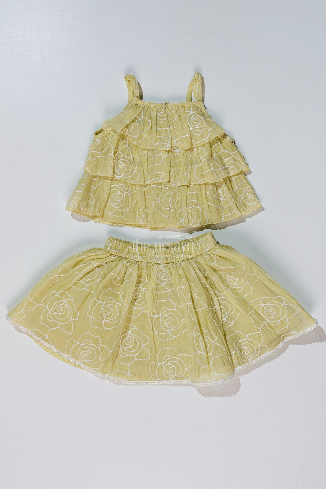 The Nesavu Baby Fancy Frock Charming Short Casual Dresses for Girls with Embroidered Floral Design and Matching Set Nesavu Nesavu Charming Short Casual Dresses Girls Embroidered Floral Design Matching Set