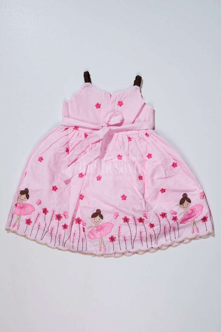 The Nesavu Girls Cotton Frock Charming Sleeveless Cotton Frock for Girls with Embroidery and Floral Details Nesavu Nesavu Sleeveless Cotton Frock Girls Embroidery Floral Details