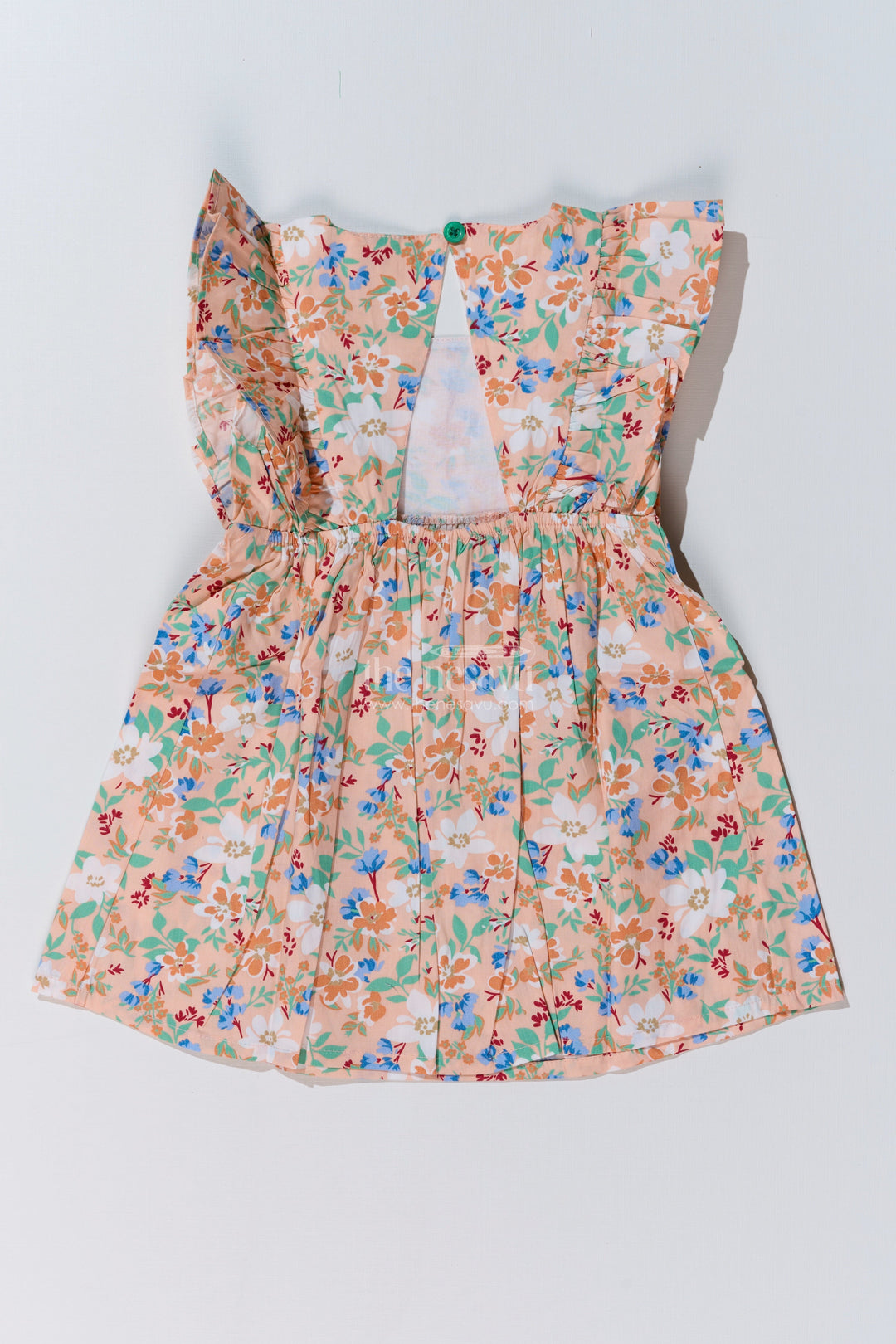 The Nesavu Baby Cotton Frocks Charming Traditional Plazo Dress for Baby Girls with Floral Prints and Ruffled Sleeves Nesavu Nesavu Charming Traditional Plazo Dress Baby Girls Floral Prints Ruffled Sleeves
