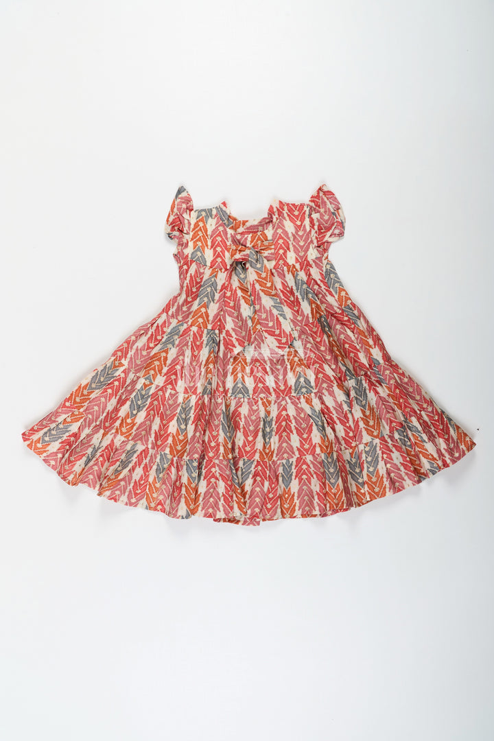 The Nesavu Girls Cotton Frock Checks Frock for Girls in Modal Silk with Multicolor Digital Print and Tiered Fit Nesavu Nesavu Checks Frock Girls Modal Silk Multicolor Geometric Print Ruffle Detailing