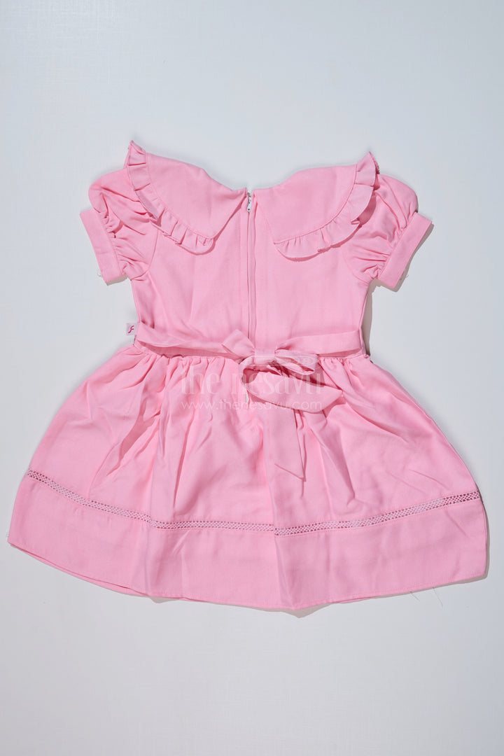 The Nesavu Girls Fancy Frock Chhote Bacche Ka Frock in Poly Blended Fabric with Embroidery and Ruffle Collar Nesavu Nesavu Chhote Bacche Ka Frock Poly Blended Fabric Embroidery Ruffle Collar
