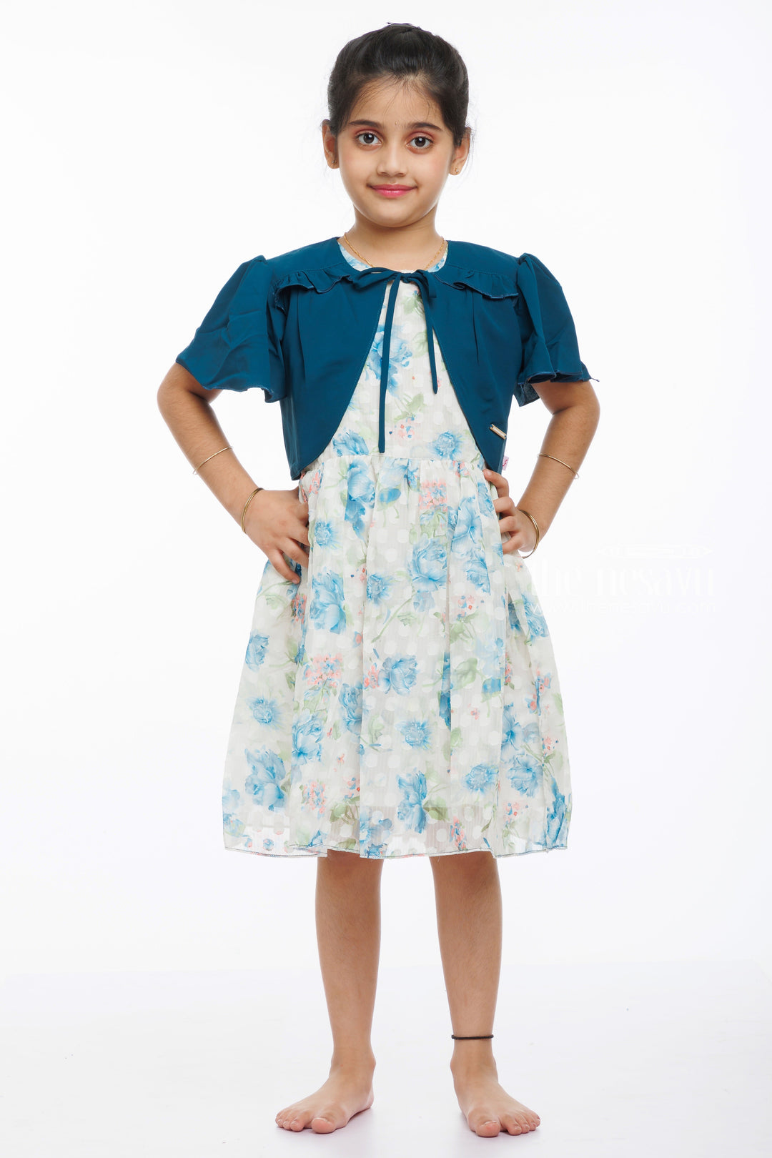 Girls Summer Cotton Dress with Jacket The Nesavu – The Nesavu