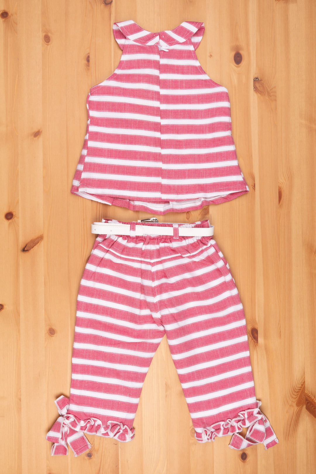 The Nesavu Baby Frock / Jhabla Chic Maroon Striped Halter Jumpsuit for Baby Girls Nesavu Fancy Hallter Neck Jumbsuit for Girls | casuals for baby girls | The Nesavu