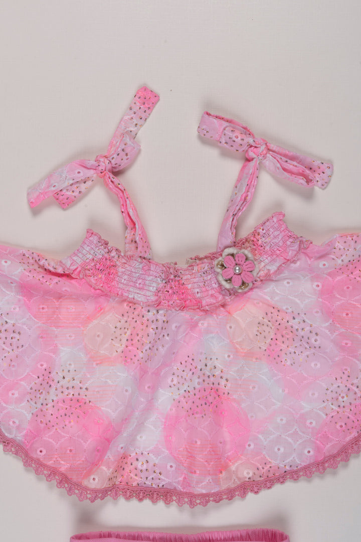 The Nesavu Baby Casual Sets Chic Pink Lace Halter Top & Shorts Ensemble for Girls Nesavu Girls Pink Halter Set | Lace Detail Shorts | Trendy Summer Kids Wear | The Nesavu