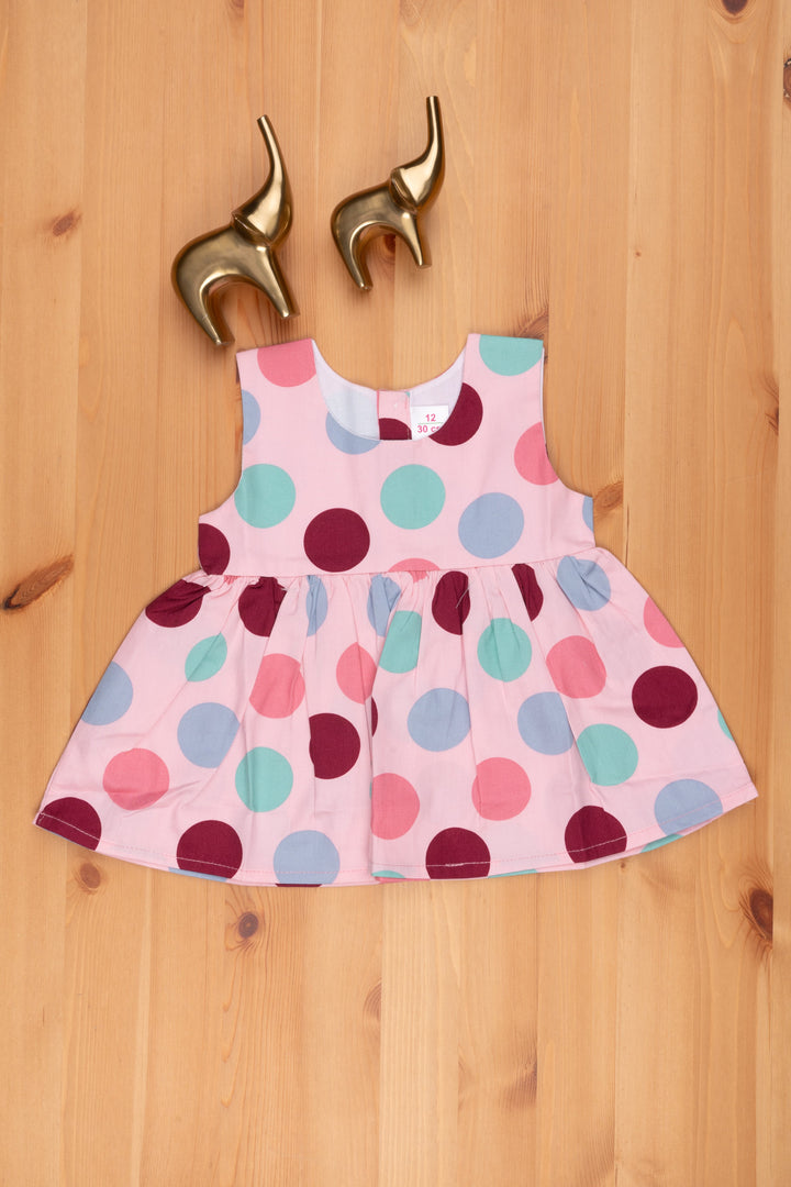 The Nesavu Baby Frock / Jhabla Chic Pink Polka Dot Outfit - Perfect for Newborn Girls Nesavu 12 (3M) / Pink BFJ453B-12 Fancy Dresses For baby Girls | Buy Pink Baby Frocks online | The Nesavu