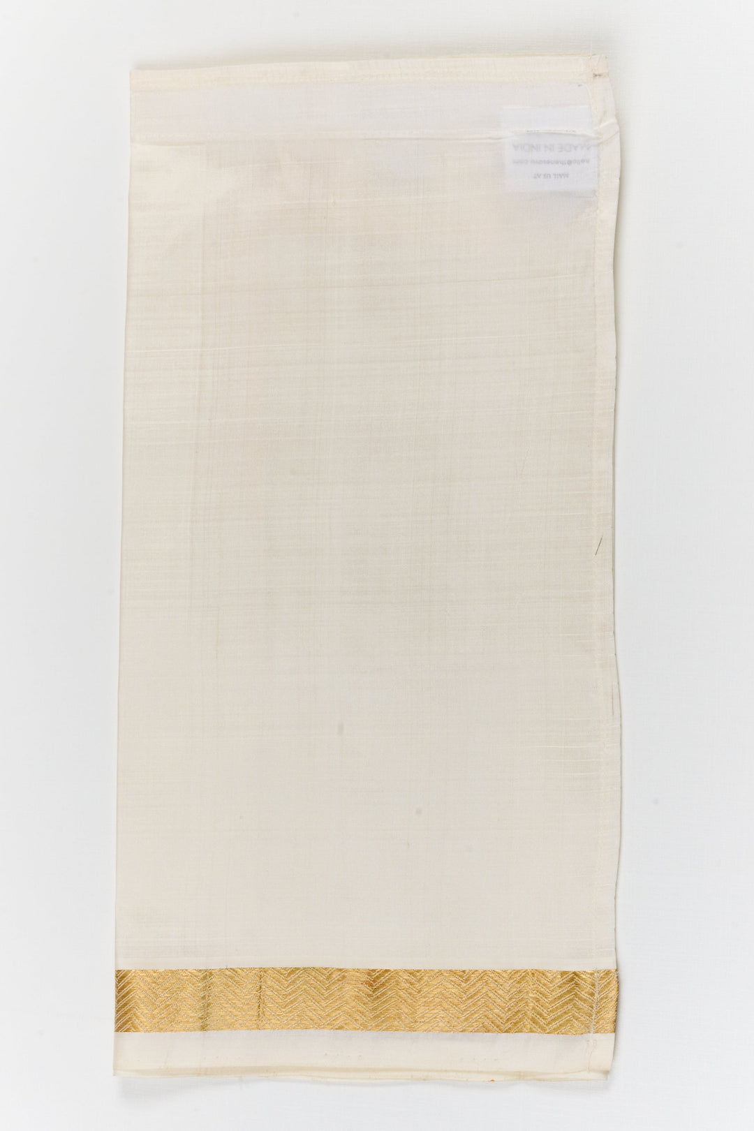 The Nesavu Boys Vesti Classic Boys Vesti for Temple Visits and Cultural Ceremonies Nesavu 14 (6M) / White / Silk D056B-14 Nesavu boys classic silk vesti with chevron zari border – perfect for temple visits and rituals