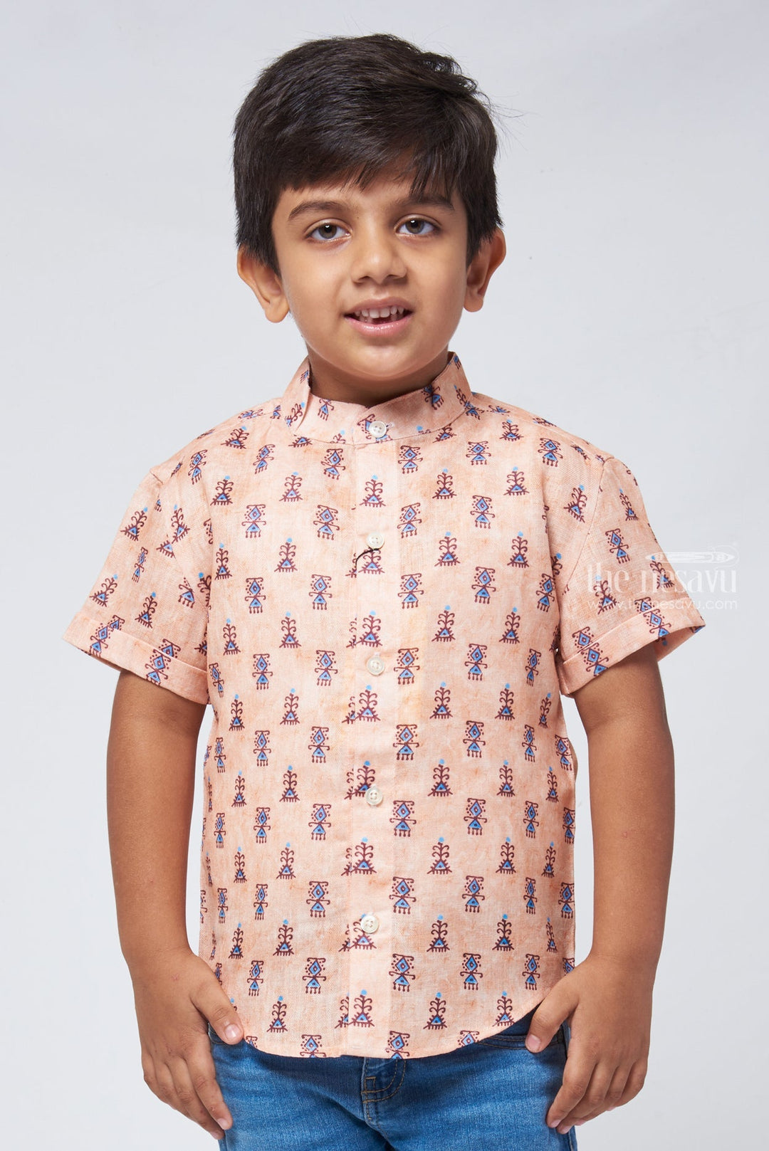 The Nesavu Boys Linen Shirt Classic Comfort Boys Premium Quality Shirt for Every Occasion Nesavu 14 (6M) / Orange / Linen BS078A-14 Boys Casual Shirt Online | Buy Premium Linen Shirt | the Nesavu