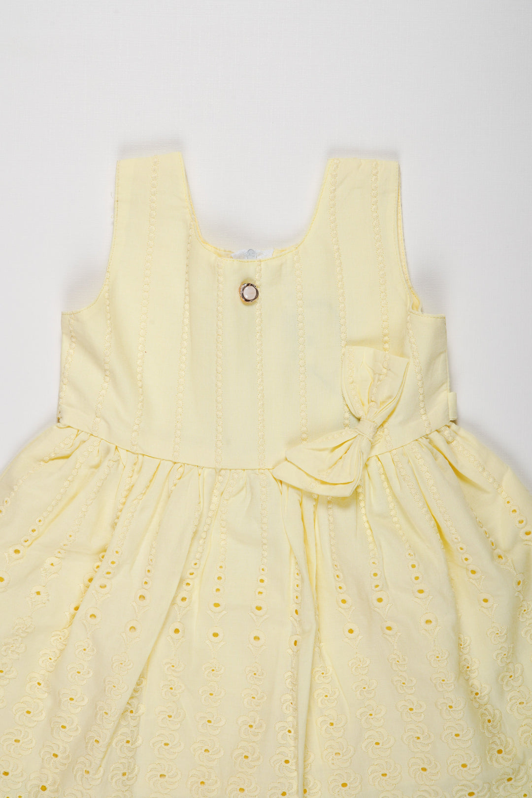 The Nesavu Baby Cotton Frocks Classic Ivory Eyelet Baby Frock: Organic Elegance for Little Ones Nesavu Designer Infant Dress | Buy Baby Girl Frocks Online | The Nesavu