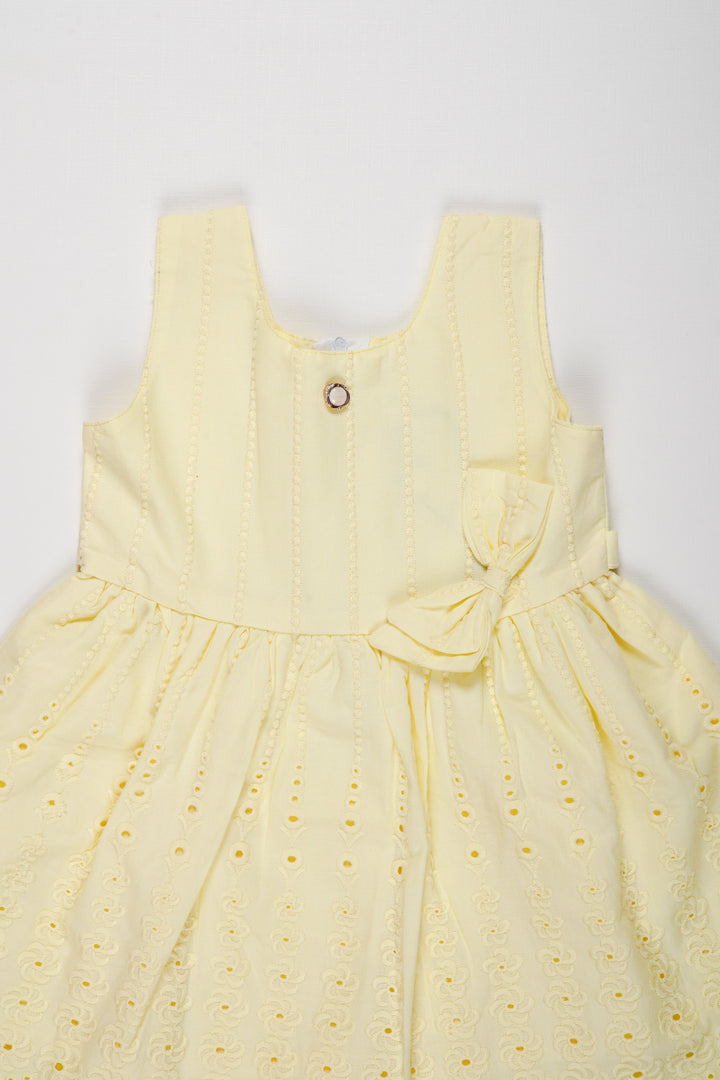 The Nesavu Baby Cotton Frocks Classic Ivory Eyelet Baby Frock: Organic Elegance for Little Ones Nesavu Designer Infant Dress | Buy Baby Girl Frocks Online | The Nesavu