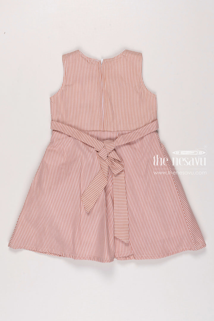 The Nesavu Girls Fancy Frock Classic Pink Striped Latest Cotton Frock Gown Design for Girls Nesavu Girls Sleeveless Pink Striped Dress | Lightweight Summer Frock | The Nesavu
