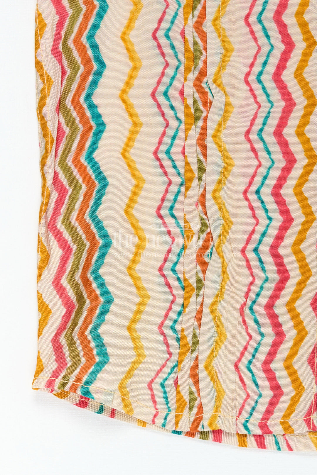 The Nesavu Boys Cotton Shirt Colorful Striped Shirt for Ethnic Day At School with Vibrant Zigzag Print in Bright Festive Tones Nesavu Nesavu Boys Ethnic Day Cotton Shirt Vibrant Zigzag Digital Print Festive Multi Colors