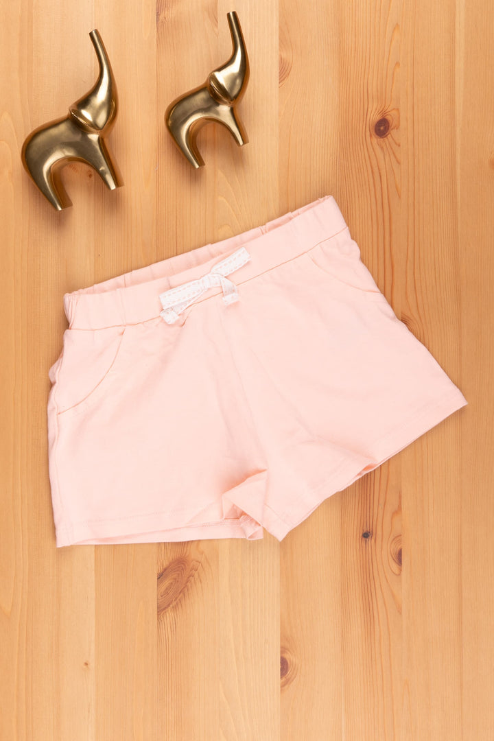 The Nesavu Girls Shorts Comfy Unisex Kids Everyday Shorts EasytoWear Stylish Bottoms psr silks Nesavu 14 (6M) / Pink LBW009D