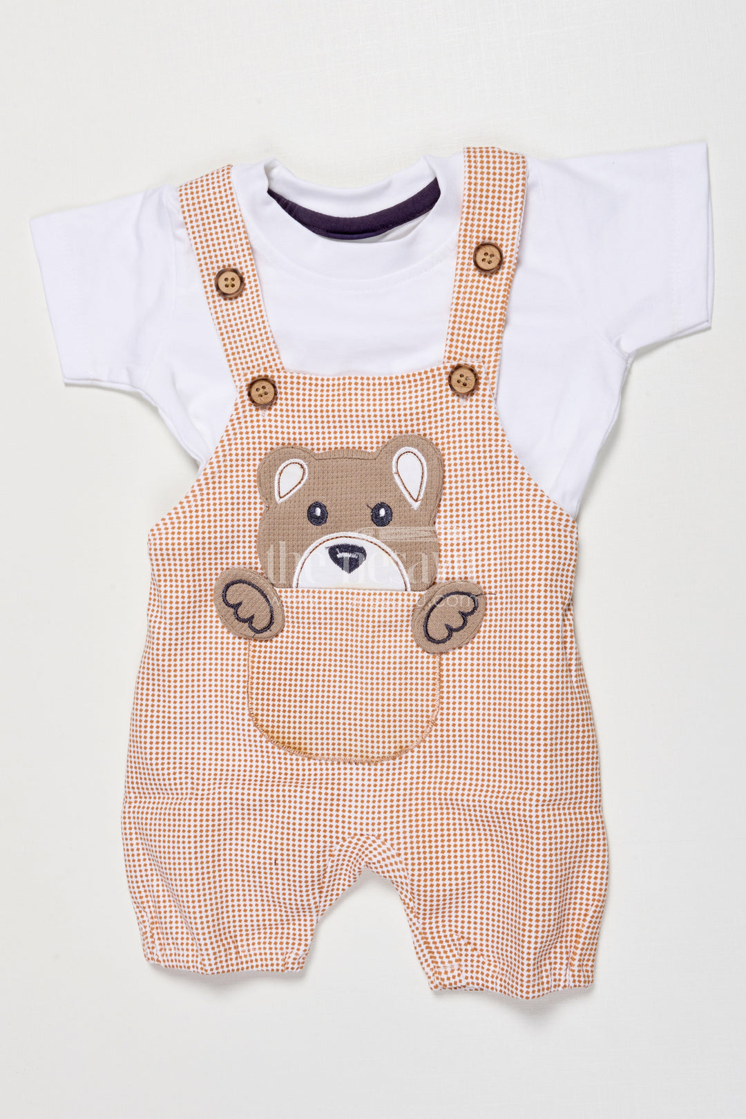 The Nesavu Baby Dungarees Cotton Baby Dungaree Set for Toddler Boys' Everyday Style Nesavu 14 (6M) / Brown BCS518A-14 Nesavu cotton baby dungaree set boys  classic everyday wear comfort play