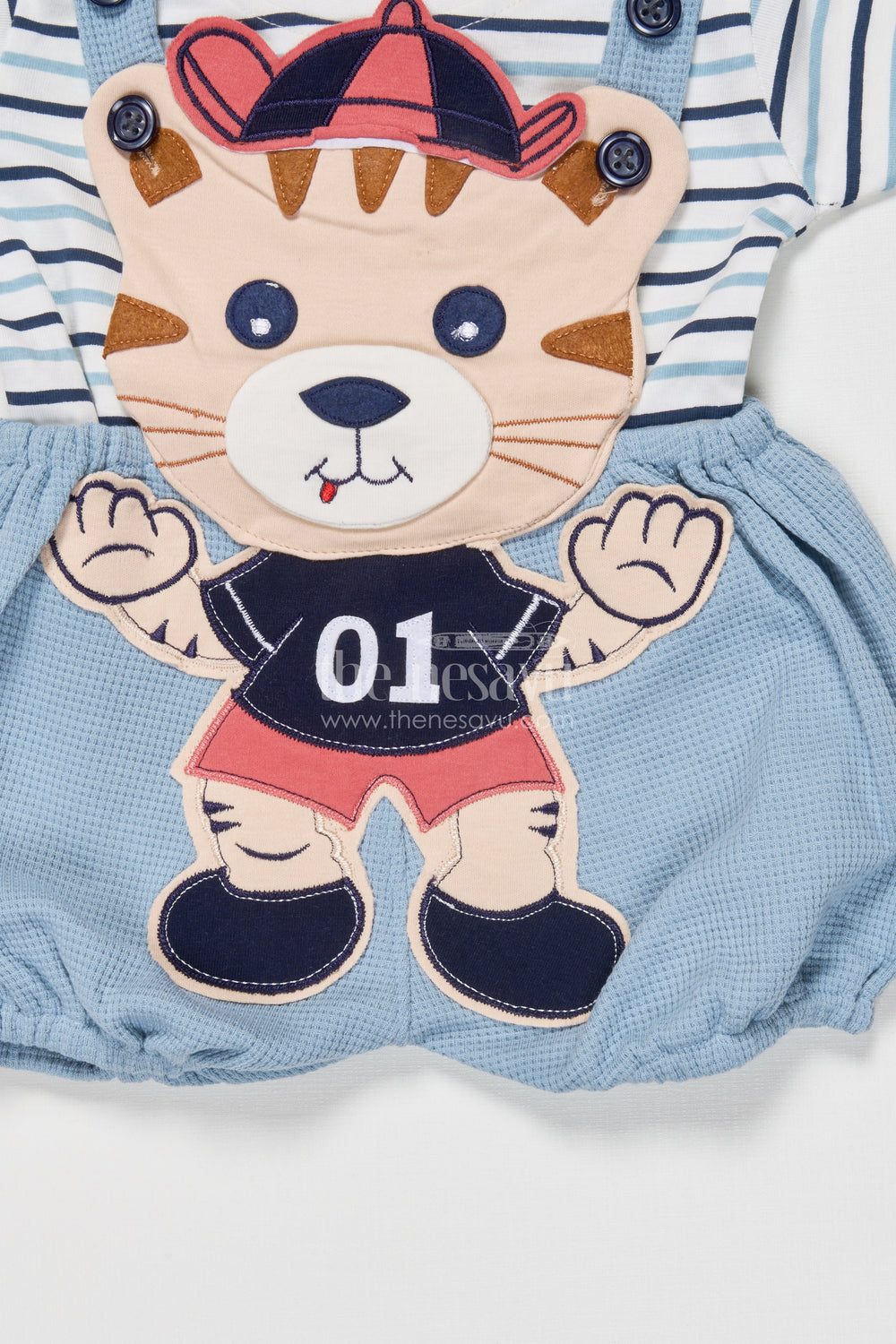 The Nesavu Baby Dungarees Cotton Baby Dungaree Set with Cute Embroidery for Everyday Wear Nesavu Nesavu cotton baby dungaree set animal embroidery playdates daily comfort