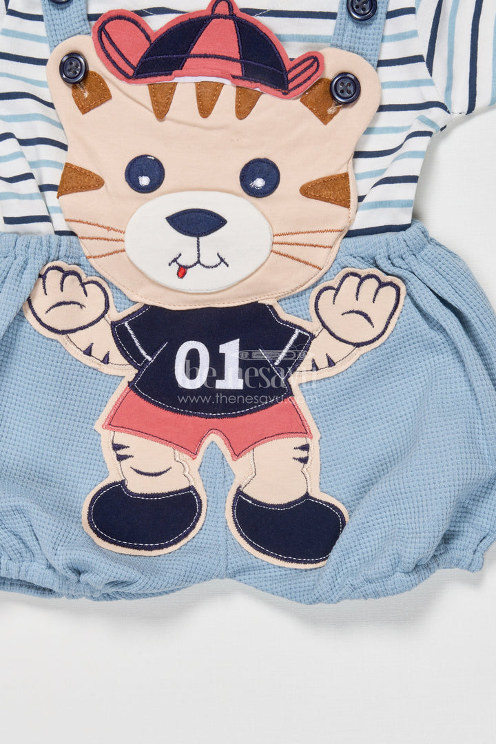 The Nesavu Baby Dungarees Cotton Baby Dungaree Set with Cute Embroidery for Everyday Wear Nesavu Nesavu cotton baby dungaree set animal embroidery playdates daily comfort