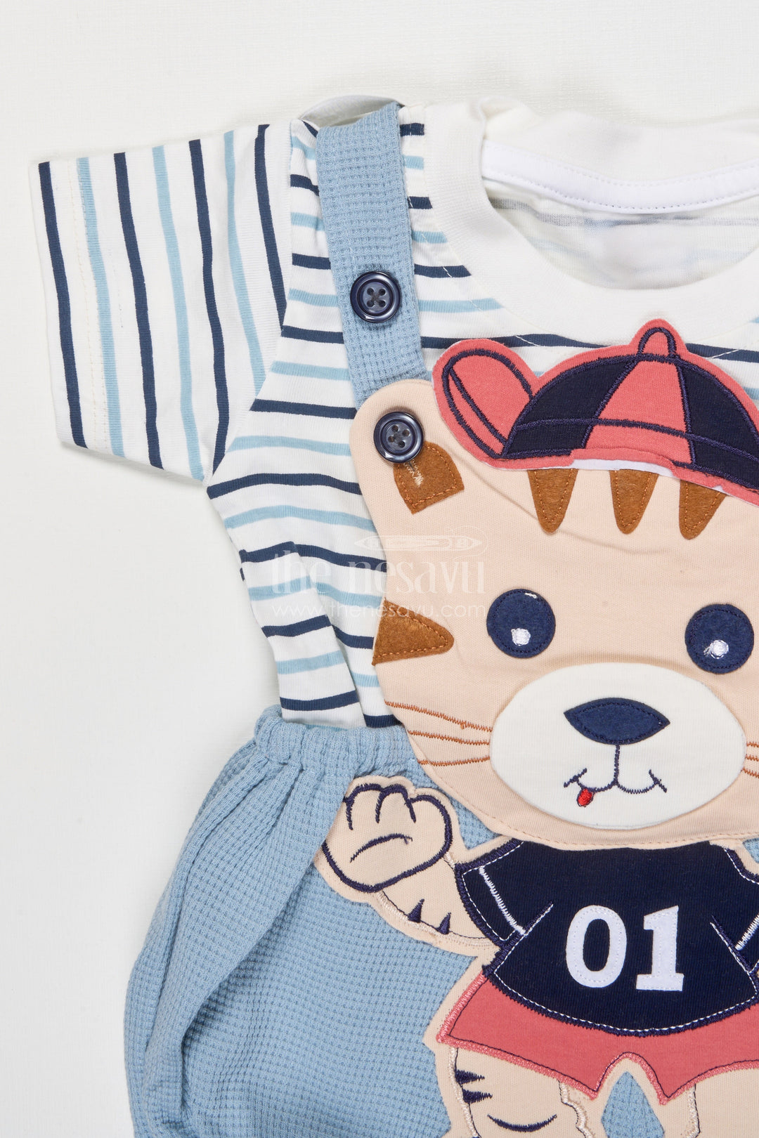 The Nesavu Baby Dungarees Cotton Baby Dungaree Set with Cute Embroidery for Everyday Wear Nesavu Nesavu cotton baby dungaree set animal embroidery playdates daily comfort