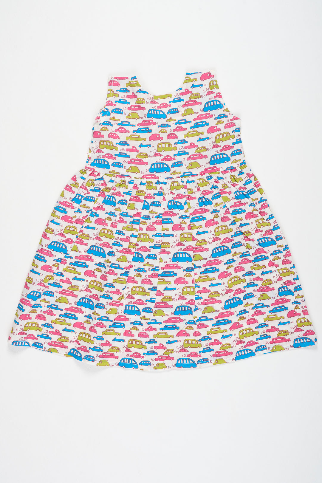 The Nesavu Baby Cotton Frocks Cotton Baby Frock with Colorful Car Print Perfect for Fun Family Outings Nesavu Nesavu Cotton Baby Frock Colorful Car Print Fun Comfortable Family Outing Outfit