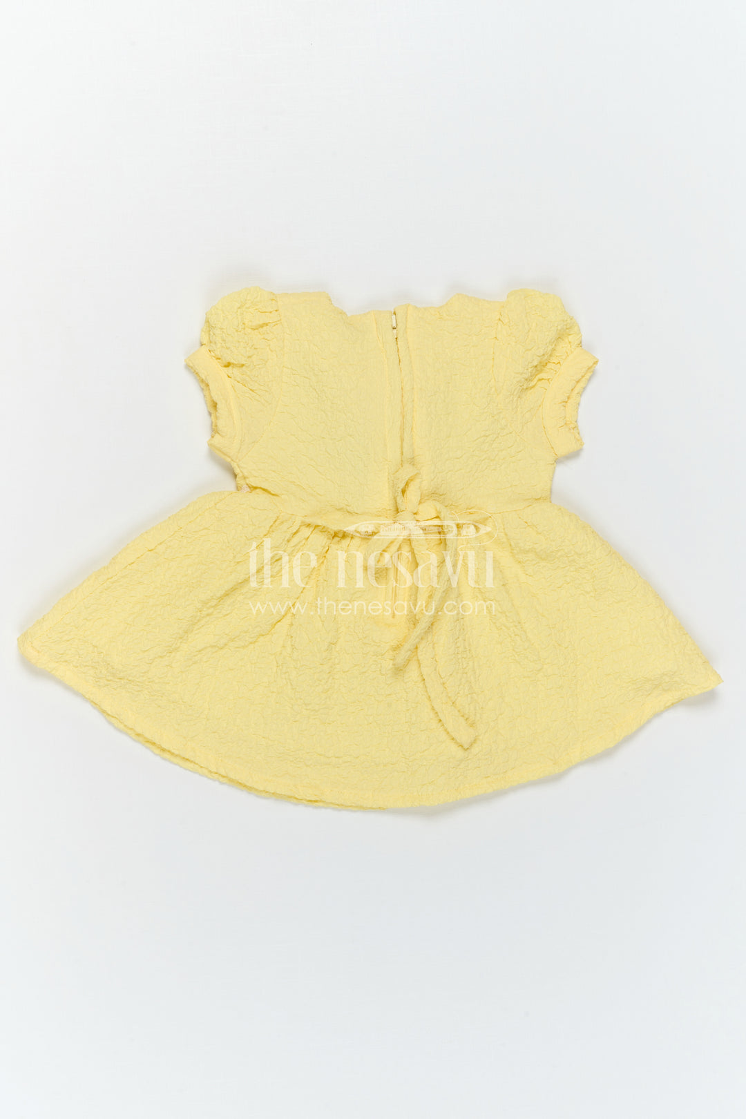 The Nesavu Girls Cotton Frock Cotton Baby Frock with Puff Sleeves and Flower Applique for Special Moments Nesavu Nesavu Baby Girl Cotton Frock With Flower Applique Soft Everyday Wear For Birthdays And Family Outings