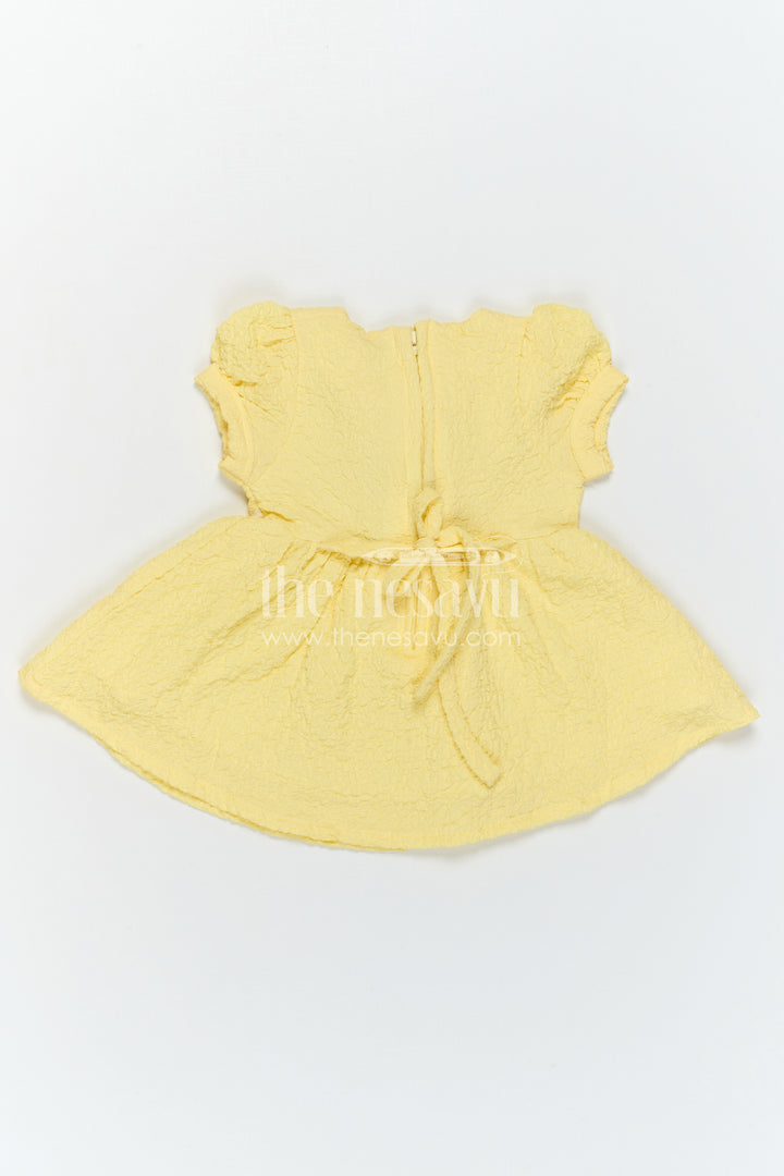 The Nesavu Girls Cotton Frock Cotton Baby Frock with Puff Sleeves and Flower Applique for Special Moments Nesavu Nesavu Baby Girl Cotton Frock With Flower Applique Soft Everyday Wear For Birthdays And Family Outings
