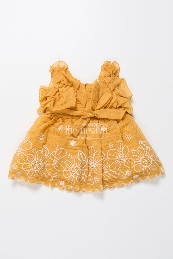 The Nesavu Baby Fancy Frock Cotton Baby Frock with Thread Embroidery for Casual Festive Wear Nesavu Nesavu baby girl cotton embroidered frock  comfortable festive everyday wear