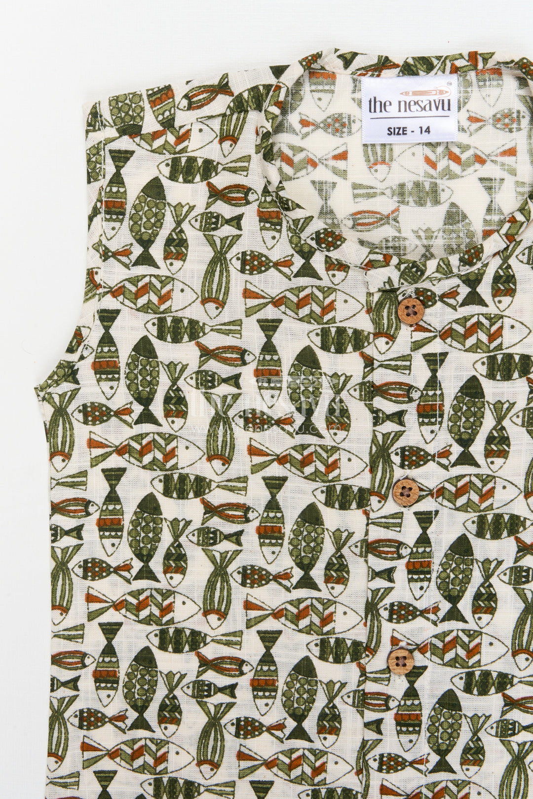 The Nesavu Baby Jablas Cotton Baby Jabla with Abstract Digital Print and Button Front Nesavu 10 (NB) / Green / Cotton IF050A-10 Nesavu baby cotton jabla with abstract digital print and front buttons – sleeveless daily essential