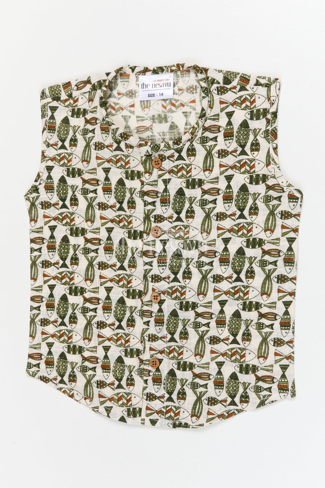 The Nesavu Baby Jablas Cotton Baby Jabla with Abstract Digital Print and Button Front Nesavu 10 (NB) / Green / Cotton IF050A-10 Nesavu baby cotton jabla with abstract digital print and front buttons – sleeveless daily essential