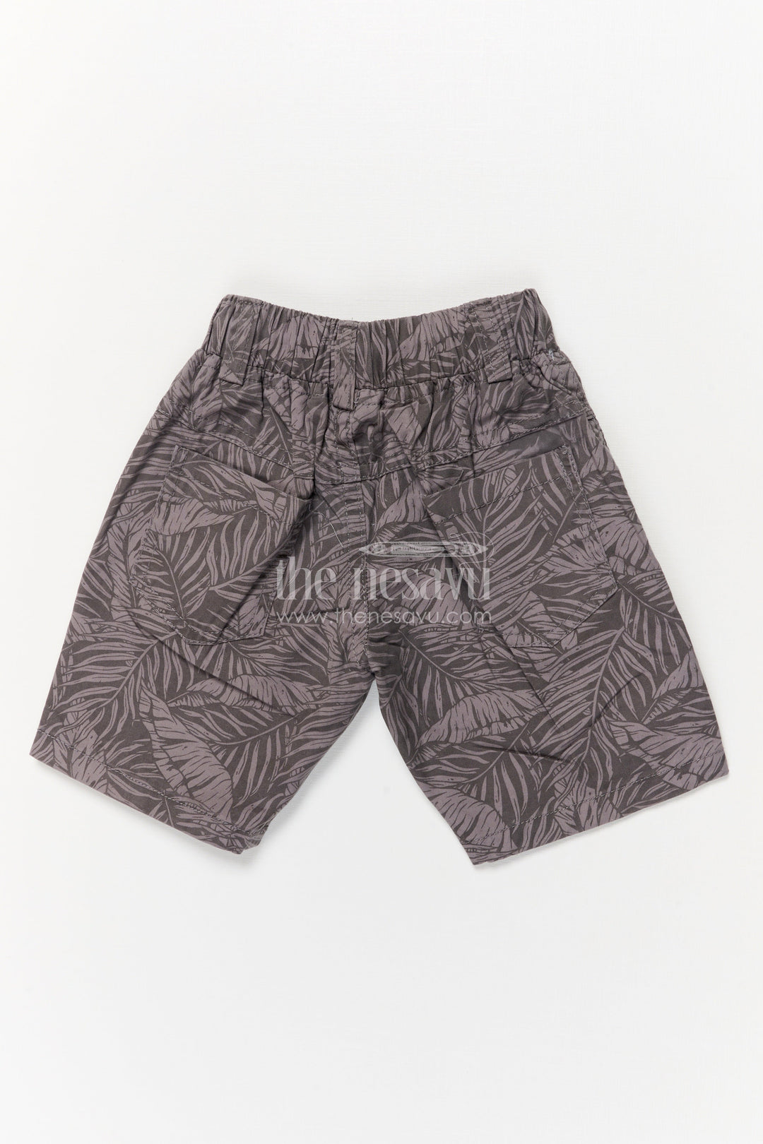 The Nesavu Boys Shorts Cotton Boys Shorts with All-over Tropical Leaf Print and Relaxed Fit Nesavu Boys casual printed shorts with leaf design and drawstring waist
