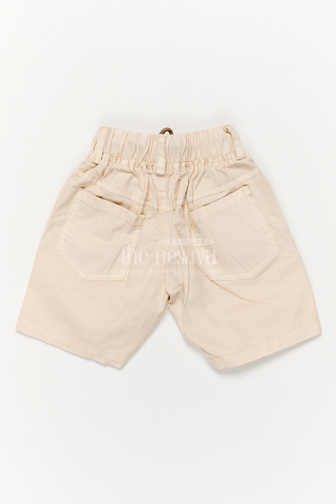 The Nesavu Boys Shorts Cotton Boys Shorts with Sporty Football Patch and Game Time Print Nesavu Boys cotton shorts with football patch and GAME TIME text for sporty kids