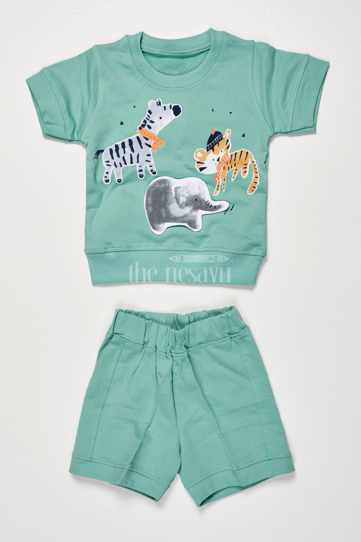 The Nesavu Boys Casual Set Cotton Casual Set for Toddler Boys’ Play and Daily Wear Nesavu 12 (3M) / Green BCS520A-12 Nesavu toddler boys cotton casual set printed top shorts play everyday wear