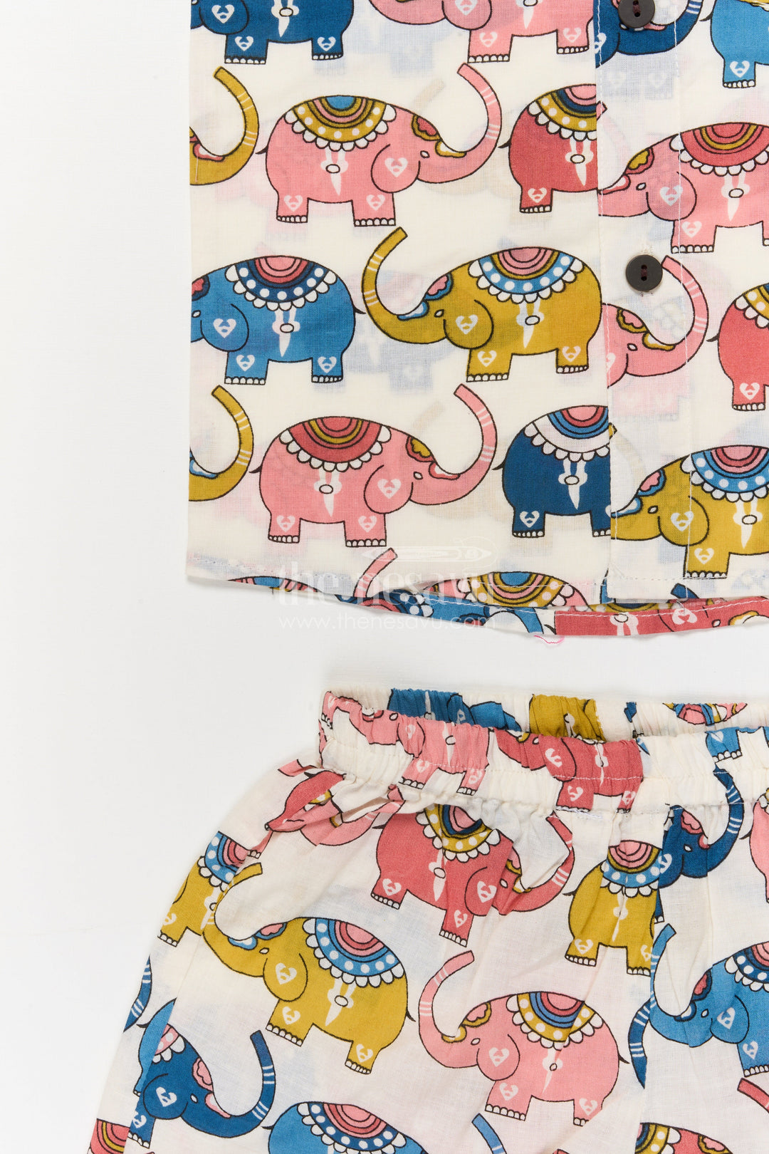 The Nesavu Boys Casual Set Cotton Casual Set for Toddler Boys with Elephant Digital Print Nesavu Nesavu toddler boys cotton outfit with elephant print – soft and fun casual wear for playtime