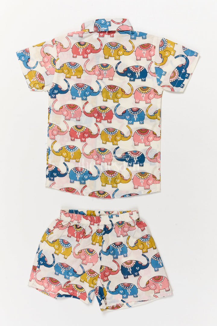 The Nesavu Boys Casual Set Cotton Casual Set for Toddler Boys with Elephant Digital Print Nesavu Nesavu toddler boys cotton outfit with elephant print – soft and fun casual wear for playtime