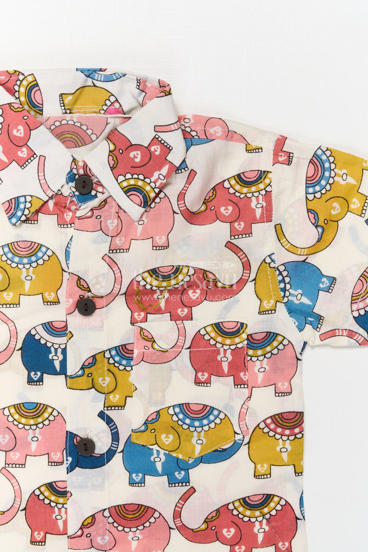 The Nesavu Boys Casual Set Cotton Casual Set for Toddler Boys with Elephant Digital Print Nesavu Nesavu toddler boys cotton outfit with elephant print – soft and fun casual wear for playtime