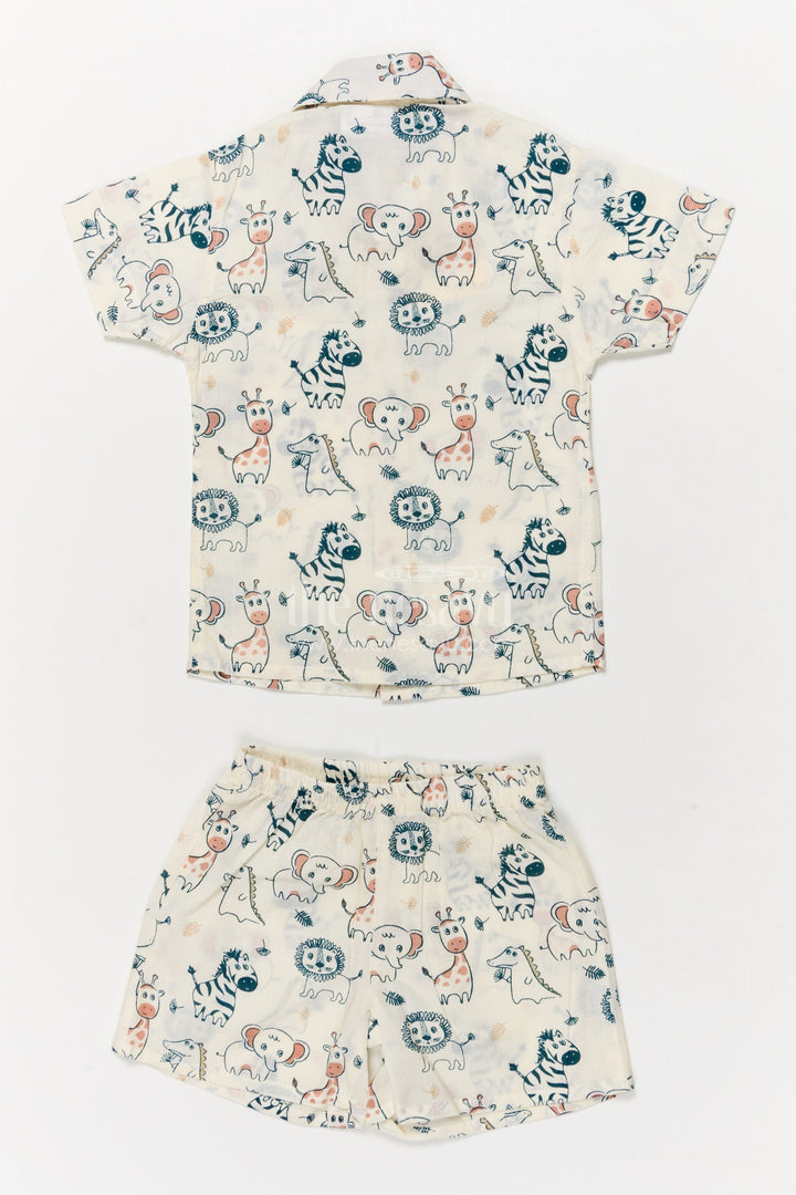 The Nesavu Boys Casual Set Cotton Casual Set for Toddler Boys with Jungle Animal Print Nesavu Nesavu toddler boys cotton casual wear set with jungle animal digital print for daily use