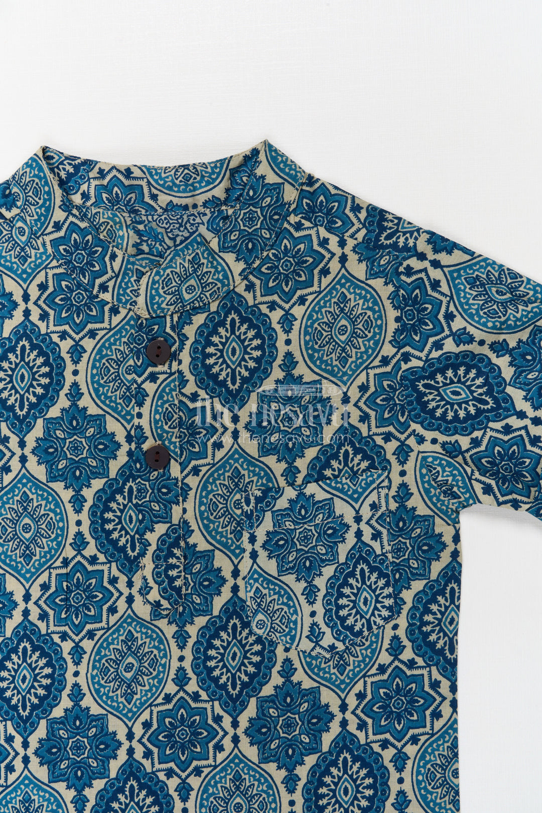 The Nesavu Boys Cotton Shirt Cotton Casual Shirt for Boys with All-over Digital Ethnic Print Nesavu Nesavu boys cotton ethnic printed shirt – festive-ready traditional shirt for school and casual use