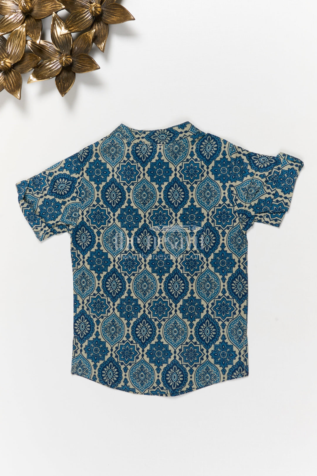 The Nesavu Boys Cotton Shirt Cotton Casual Shirt for Boys with All-over Digital Ethnic Print Nesavu Nesavu boys cotton ethnic printed shirt – festive-ready traditional shirt for school and casual use