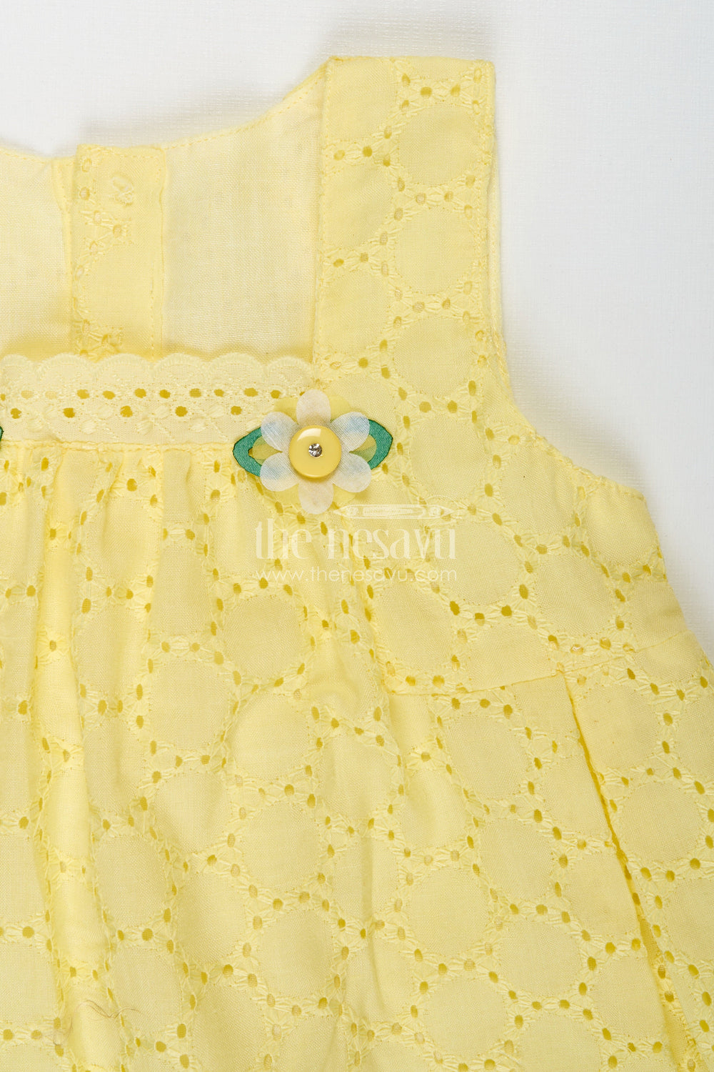 The Nesavu Baby Cotton Frocks Cotton Dress for Girls with Bloomer Dailywear Combo Nesavu Nesavu Yellow Hakoba Girls Cotton Dress Bloomer Floral Appliqus Everyday Comfort