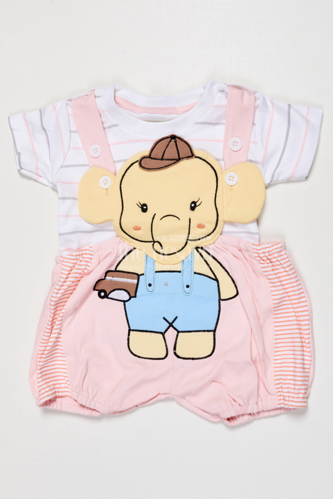 The Nesavu Baby Dungarees Cotton Dungaree Set for Baby Girls with Embroidery for Play and Comfort Nesavu 14 (6M) / Peach BCS516B-14 Nesavu baby girl cotton dungaree set embroidery  ideal daily comfort casual play