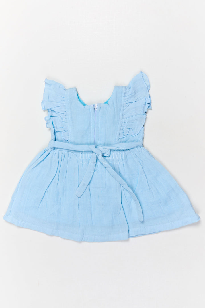 The Nesavu Baby Cotton Frocks Cotton Embroidered Frock for Toddler Girls with Flutter Sleeves Nesavu Nesavu toddler girl cotton frock with floral embroidery and flutter sleeves for traditional functions