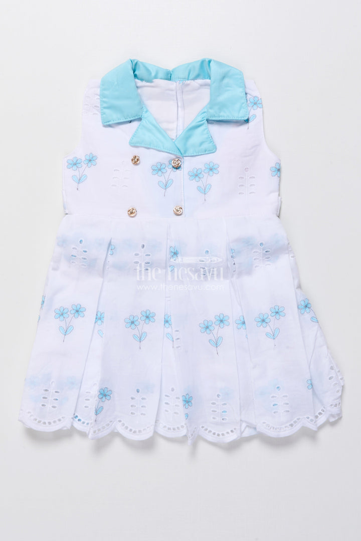 The Nesavu Girls Cotton Frock Cotton Frock for Baby Girls with Embroidery for Summer Outings and Playdates Nesavu 16 (1Y) / Blue GFC1797B-16 Nesavu baby girl cotton frock hakoba embroidery playdates summer comfort