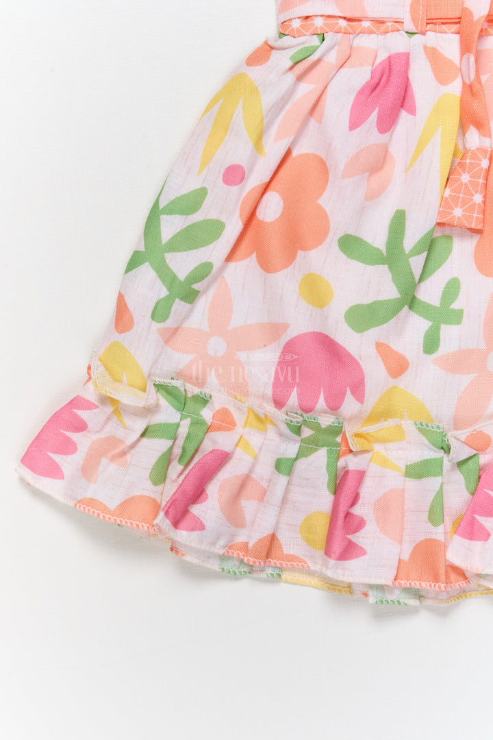 The Nesavu Baby Cotton Frocks Cotton Frock for Baby Girls with Floral Digital Print and Tie-up Waist Nesavu Nesavu cotton frock for baby girls with digital floral print and tie-up belt for birthdays and playdates