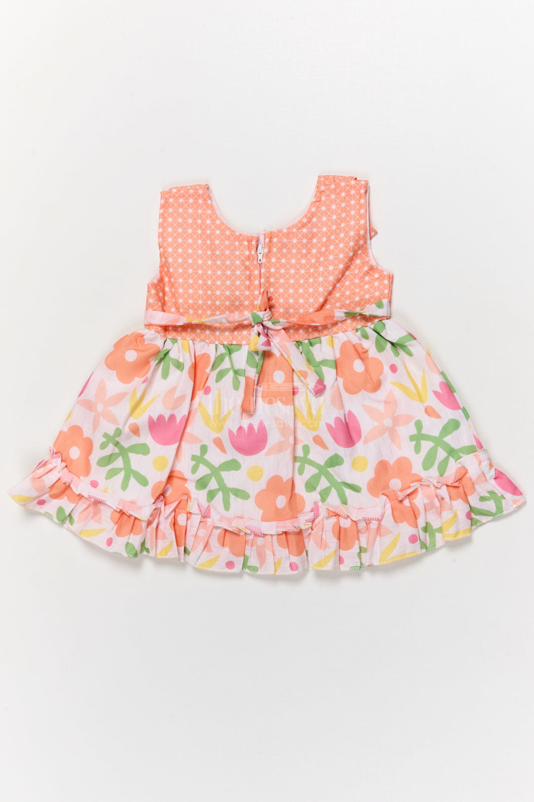 The Nesavu Baby Cotton Frocks Cotton Frock for Baby Girls with Floral Digital Print and Tie-up Waist Nesavu Nesavu cotton frock for baby girls with digital floral print and tie-up belt for birthdays and playdates